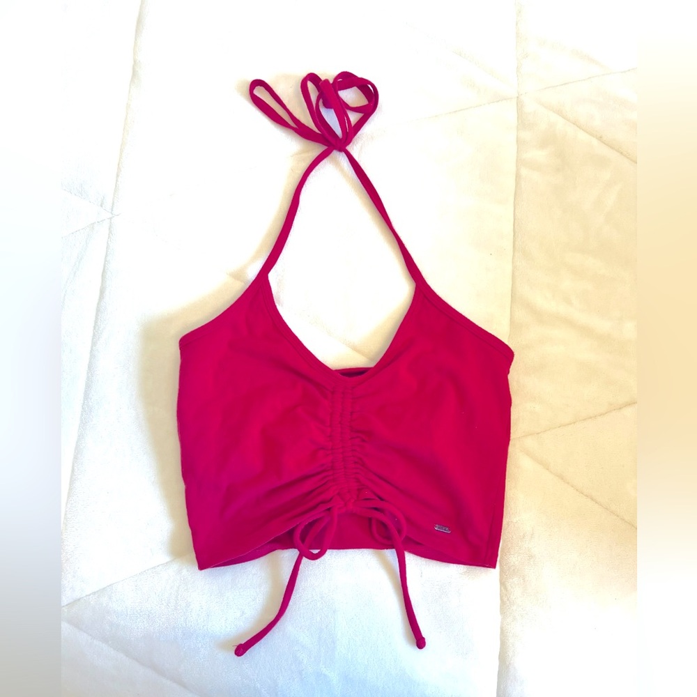 Hollister red halter cropped tank top